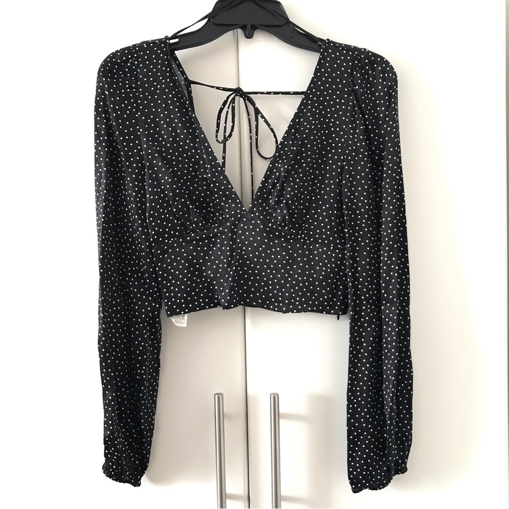 Zara Satin Effect Polka Dot Blouse Top
